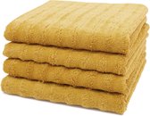Set van 4 handdoeken met geweven, 100% katoen, 50x100 cm, mosterdgeel