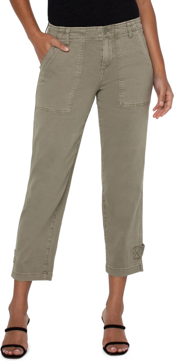 LIVERPOOL JEANS COMPANY Utility Crop Cargo Cinched Leg Pewter Green | Pewter Green