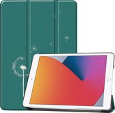 iMoshion Tablet Hoes Geschikt voor iPad 8 (2020) 8e generatie / iPad 7 (2019) 7e generatie / iPad 9 (2021) 9e generatie - iMoshion Design Trifold Bookcase - Groen /Petrol Green Dandelion