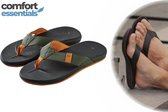Comfort Essentials Slippers Heren – Zwart/Groen – Maat 43 – Teenslippers – Slippers Met Ergonomisch Voetbed