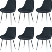 Nuvolix velvet eetkamerstoelen set van 6 - Parijs - eetkamerstoel - velvet stoel - zwart
