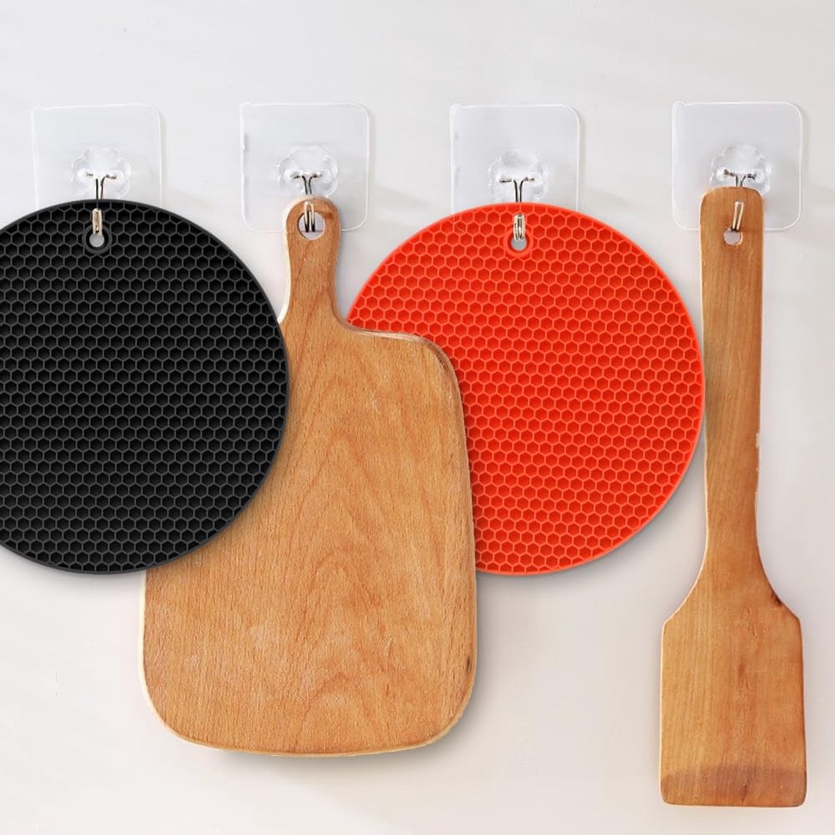 Set van 6 siliconen pannenlappen en onderzetters, hittebestendig, multi