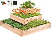 KOSMOS - Vevor - Houten Verhoogd Tuinbed Plantenbak - Verhoogd/Vloer - Met Complete Kit En Drainagesysteem Voor Het Planten Van Bloemen, Groenten & Kruiden - Incl. Worteldoek
