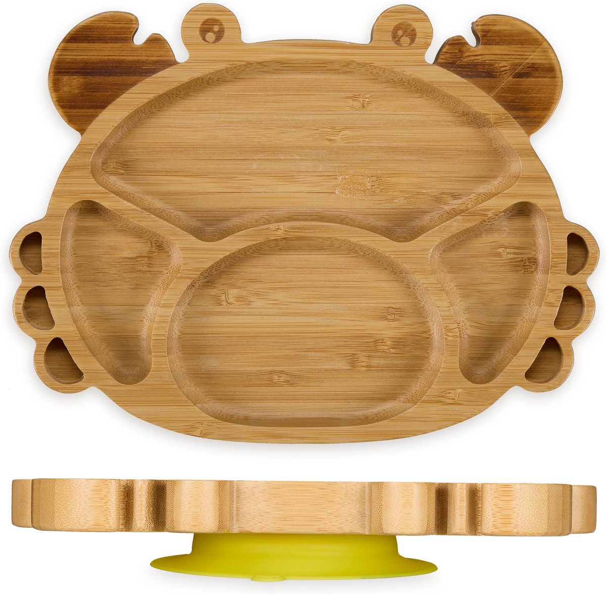 Goedkoopste kinderbord met zuignap - bamboe - krab - vakjesbord - babybord - bpa-vrij