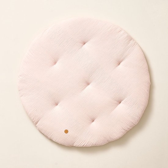 Tapis de jeu bébé - Tapis de jeu rond - Mousseline de coton 100% biologique - Lieu luxueux et sécurisé pour les activités d'éveil - Utilisation en tente de jeu ou tente tipi - Ø 100 cm - Rose