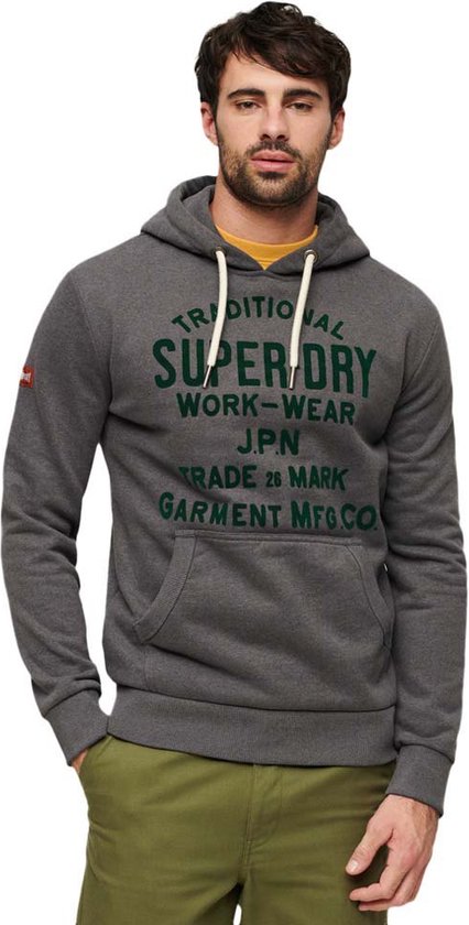 Superdry Workwear Flock Graphic Capuchon Grijs XL Man