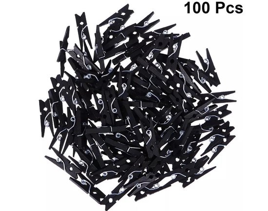 Knaak Mini Wasknijpers - 100 stuks - 3cm - Hout - Zwart