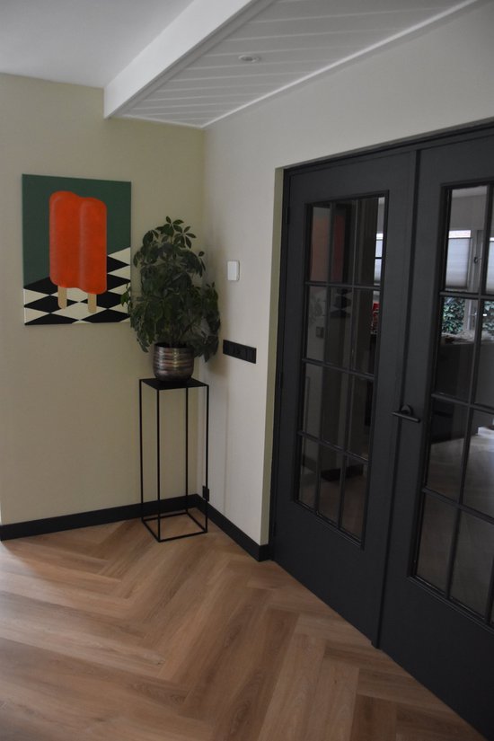 Zuil - 90 cm - metaal plantenzuil - mat zwart - sokkel - plantentafel