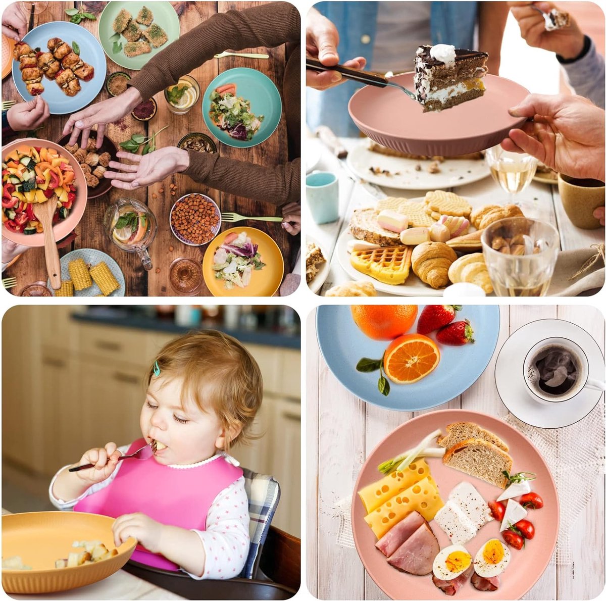 Lot De 6 Assiettes En Plastique Incassables, Légères, Non