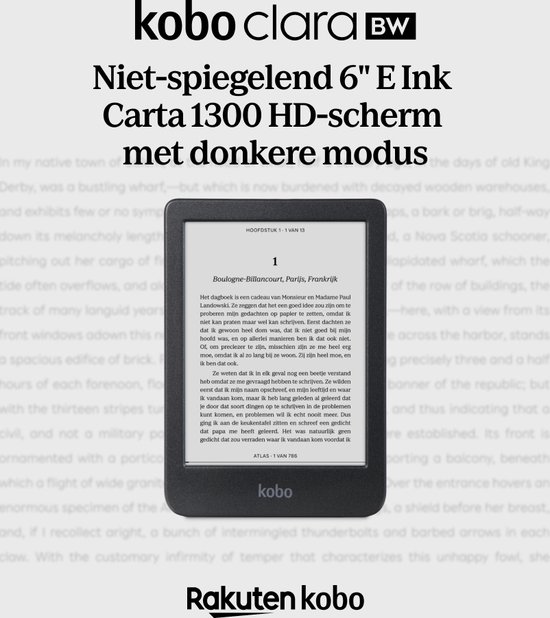 Kobo Clara BW - E-reader - 6 inch - 16GB - Luisterboeken - Zwart