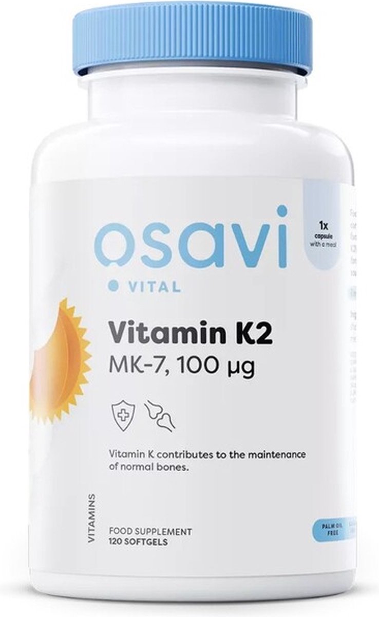 Vitamine K2 MK-7 100 μg – 120 Softgels – K2VITAL® – Menaquinon-7 in MCT Olie – Hoge Biobeschikbaarheid – Glutenvrij - Plantaardige bron - Osavi