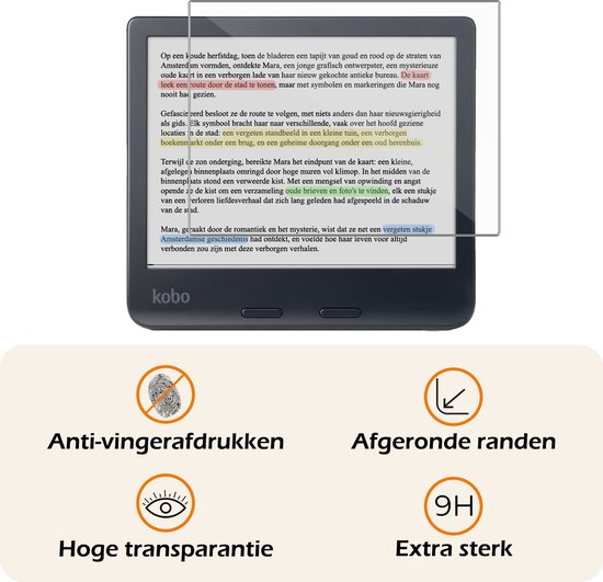 Screenprotector - Geschikt voor Kobo Libra Colour Screenprotector Bescherm Glas - Screenprotector Geschikt voor Kobo Libra Colour Screen Protector Tempered Glass van Echt Quality — afbeelding 3