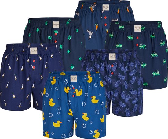 Phil & Co Lot de 6 Boxers larges tissés pour hommes avec imprimé - Taille XXL