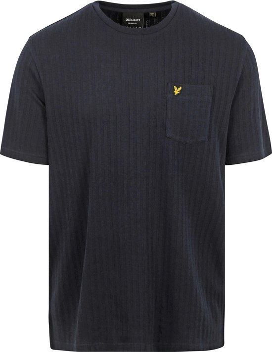 Lyle and Scott - Knitted T-shirt Navy - Heren - Maat XL - Regular-fit