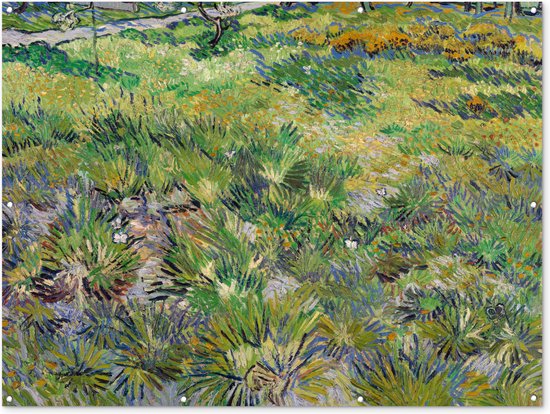 Foto: Muurdecoratie buiten lang gras met vlinders vincent van gogh 160x120 cm tuindoek buitenposter