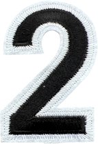 Cijfer Nummer 0 Tot 9 Strijk Emblemen Patch Zwart Wit Cijfer 2 / 5.6 cm / 8 cm