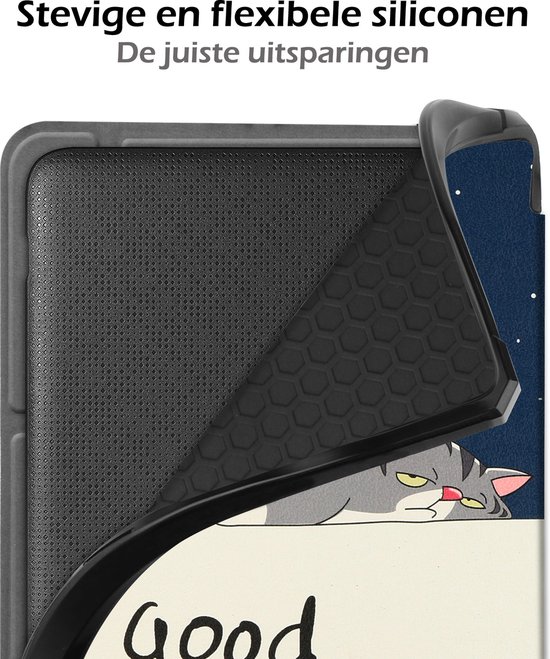 Hoesje Geschikt voor Kobo Libra 2 Hoes Book Case Trifold - Hoes Geschikt voor Kobo Libra 2 Hoesje Book Cover Met Screenprotector - Kat van Hoesje  — afbeelding 3