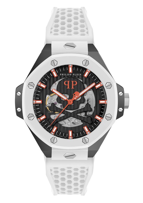 Philipp Plein Plein $Keleton Royal PWPFA0724 Horloge - Siliconen - Wit - Ø 46 mm