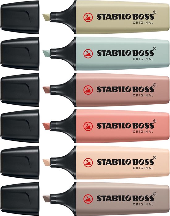 STABILO BOSS ORIGINAL - Markeerstift - Etui Met 6 Kleuren - NatureColors - STABILO