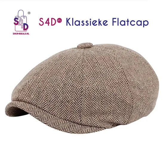 S4D® - Flat Caps Heren - Flat Cap - Baret Heren - Stijlvolle Klassieke Flatcap - One Size - Zwart Met Bruin