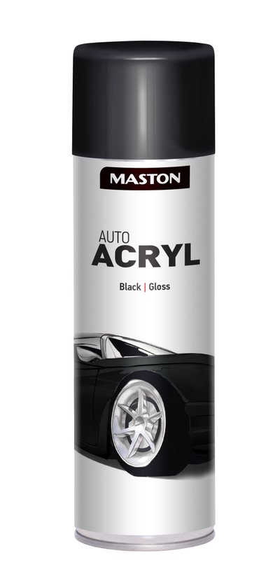 Maston Auto Acryl Spray - Hoogglans - Zwart - autolak - 500 ml - spuitbus verf