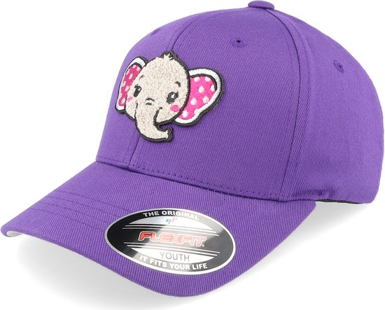 Hatstore- Kids Cute Elephant Chenille Purple Flexfit - Kiddo Cap Cap