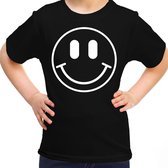 Bellatio Decorations Verkleed shirt meisjes - smiley - zwart - carnaval - feestkleding voor kinderen 146/152