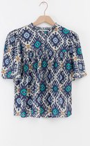 Sissy-Boy - Blauwe A-lijn blouse met print