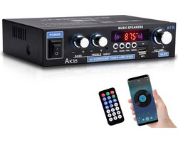 DrPhone PureSound Fosi - HiFi-stereo-audioversterker - Bluetooth Audio Power Versterker - 2-Kanaals Output – Met Afstandsbediening - Zwart