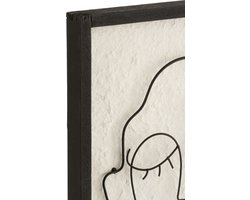 J-Line wanddecoratie Gezichten - metaal/hout - zwart/wit - small - 2 st.