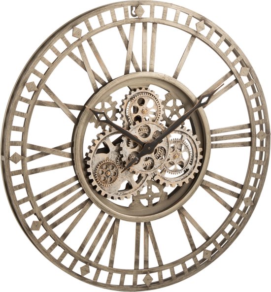 J-line horloge - métal - gris - Ø 60 cm