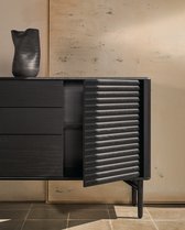 Kave Home - Lenon dressoir 3 deuren en 3 laden van massief hout en zwart eikenfineer 200x86 cm FSC Mix
