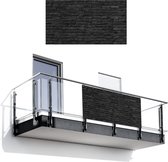 Balkonscherm 200x110 cm - Balkonposter Steenlook - Bakstenen - Grijs - Balkon scherm decoratie - Balkonschermen - Balkondoek zonnescherm