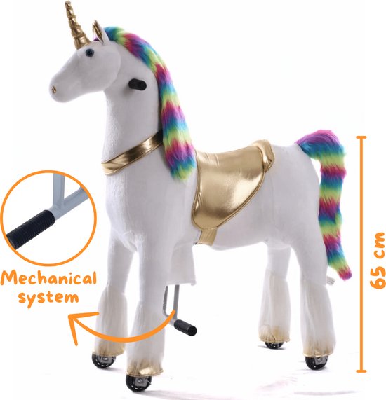 Kijana Unicorn Rijdend Paard - Eenhoorn Hobbelfiguur met Wielen - 4-9 Jaar - 66cm Zit Hoogte - Groot - Meerdere kleuren van Kijana — afbeelding 2