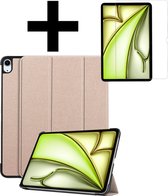 Hoes Geschikt voor iPad Air 6 (11 inch) Hoes Luxe Hoesje Book Case Met Screenprotector - Hoesje Geschikt voor iPad Air 2024 (11 inch) Hoes Cover - Goud