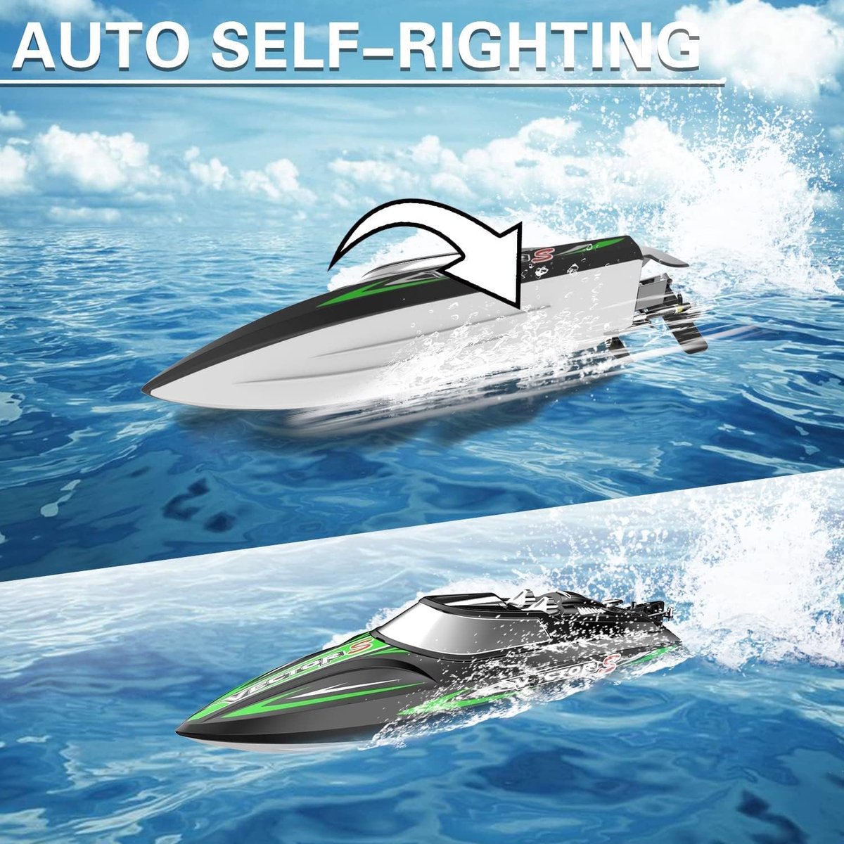 Volantexrc 795-4 Vector Xs 30 Km - U Rc-boot Met Zelfrichtende En Omgekeerde Functie Rtr Model   Color  Green