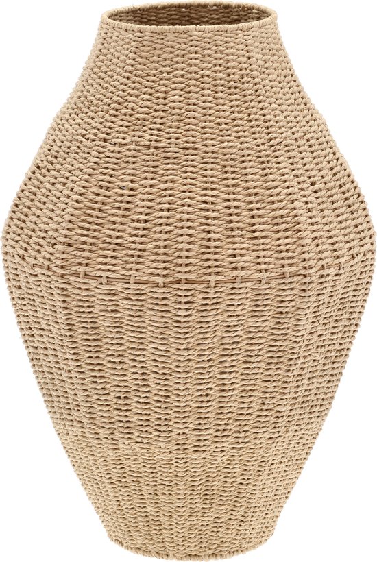 Bloomingville Poef Aysia naturel hout met lederen kussen Bloomingville Poef Aysia naturel hout met lederen kussen