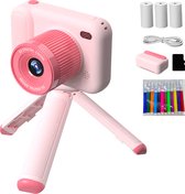 HeppieBabie Kindercamera - Roze & - Incl Printer & 32GB - Digitale Kinder Fototoestel - Vlog en Selfie SpeelgoedCamera