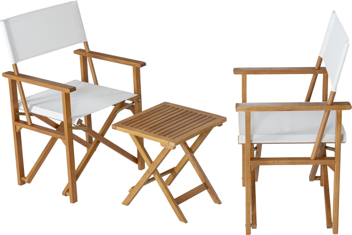 Bistroset Capistrello 3-delig tuintafel met 2 tuinstoelen houtkleurig en wit casa.pro