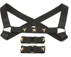 XR Brands - Borstharnas met Armbanden - Zwart