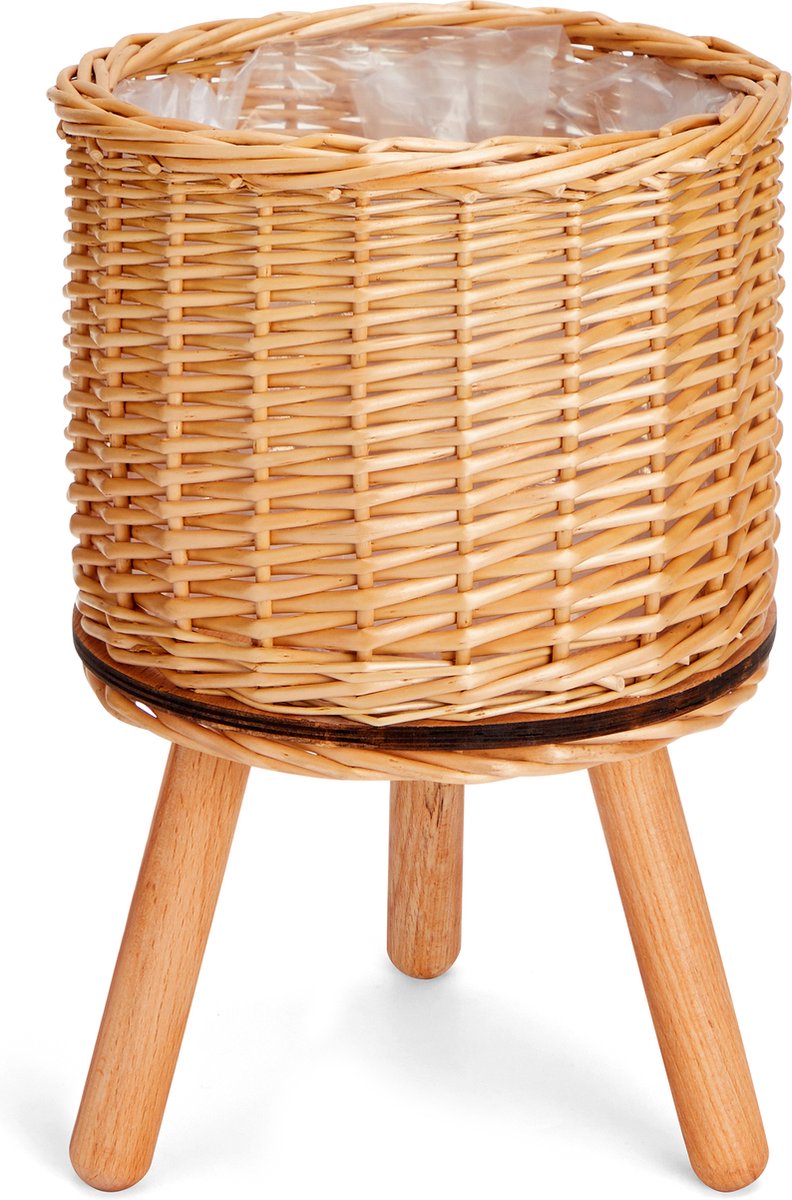 Paco Home Bloempot Sierbloempot Bloemenbak Binnenkant Plantenpot Set Mand Gevlochten Hout natuurlijk