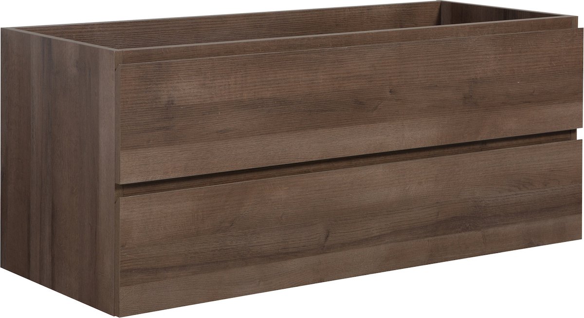 Badplaats Wastafelkast Angela 120 x 48 cm – Bruin Eiken – Hangend Wastafelmeubel Met Lades