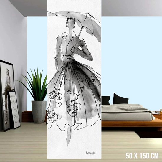 Allernieuwste Canvas Schilderij Sexy Mode Model XL- Zwart Wit - Fashion - 50 x 150 cm