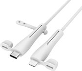 Wit Kabel Beschermer USB-C Naar Lichtning - Telefoon Kabel Hoes