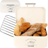 Broodtrommel Retro Wit | Metaal | Bewaardoos Met Antislipvoetjes | 305 x 185 x 15 cm Bread Box