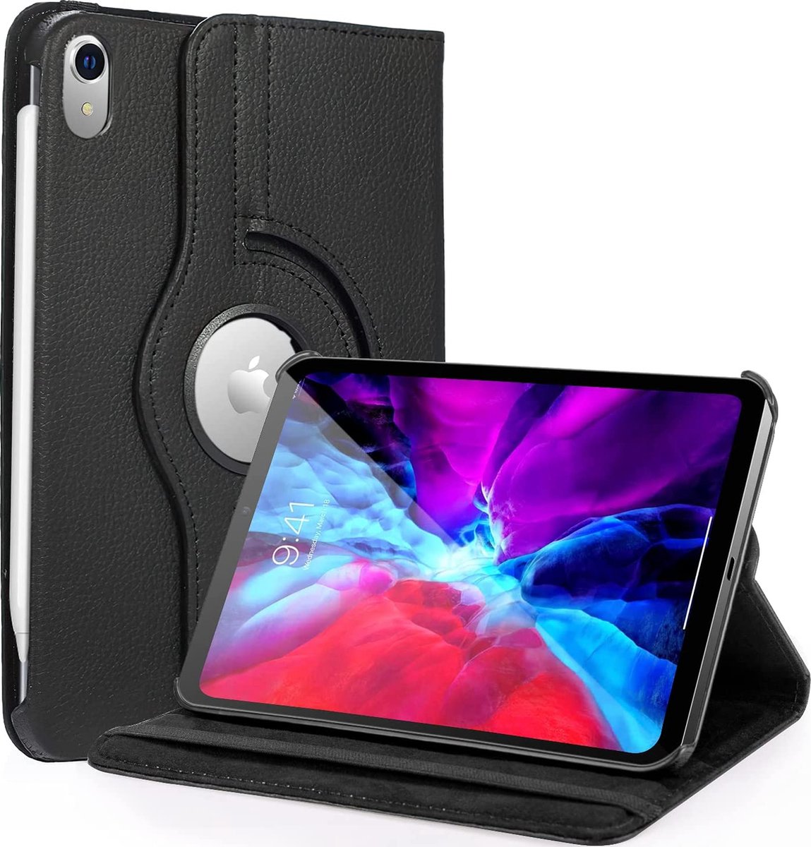 Hoes geschikt voor iPad Mini 6 - 360° draaibare Bookcase - Zwart