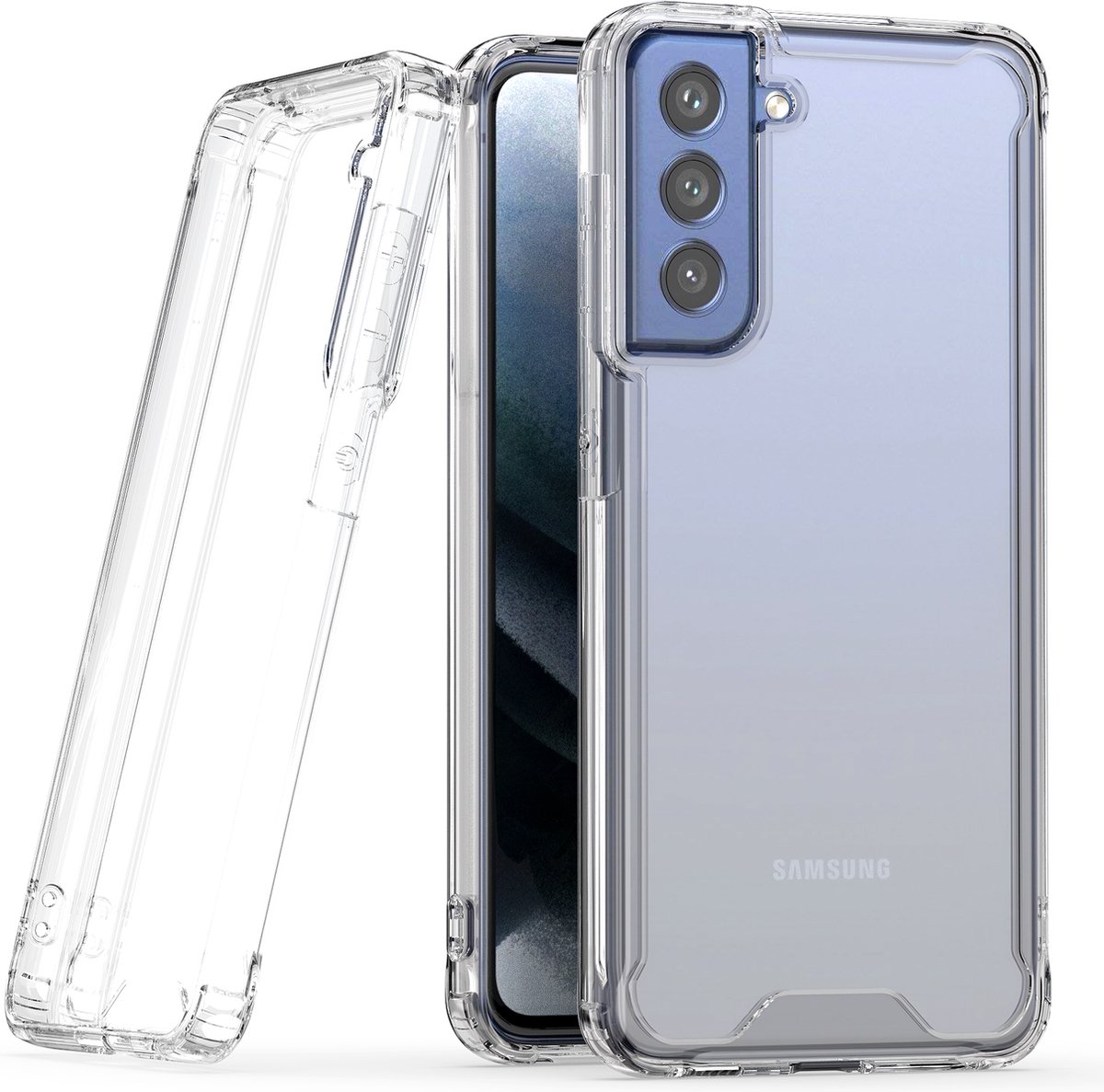 Nuvex Hoesje geschikt voor Samsung Galaxy S21 FE Doorzichtig Telefoonhoesje - Anti-Shock Case S21FE Cover met 1x Screenprotector