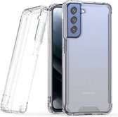 Nuvex Hoesje geschikt voor Samsung Galaxy S21 FE Doorzichtig Telefoonhoesje - Anti-Shock Case S21FE Cover met 1x Screenprotector