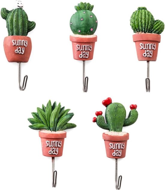 5 zelfklevende wandhaken Cactus Image 5 stijlen geschikt voor woonkamer badkamer keuken