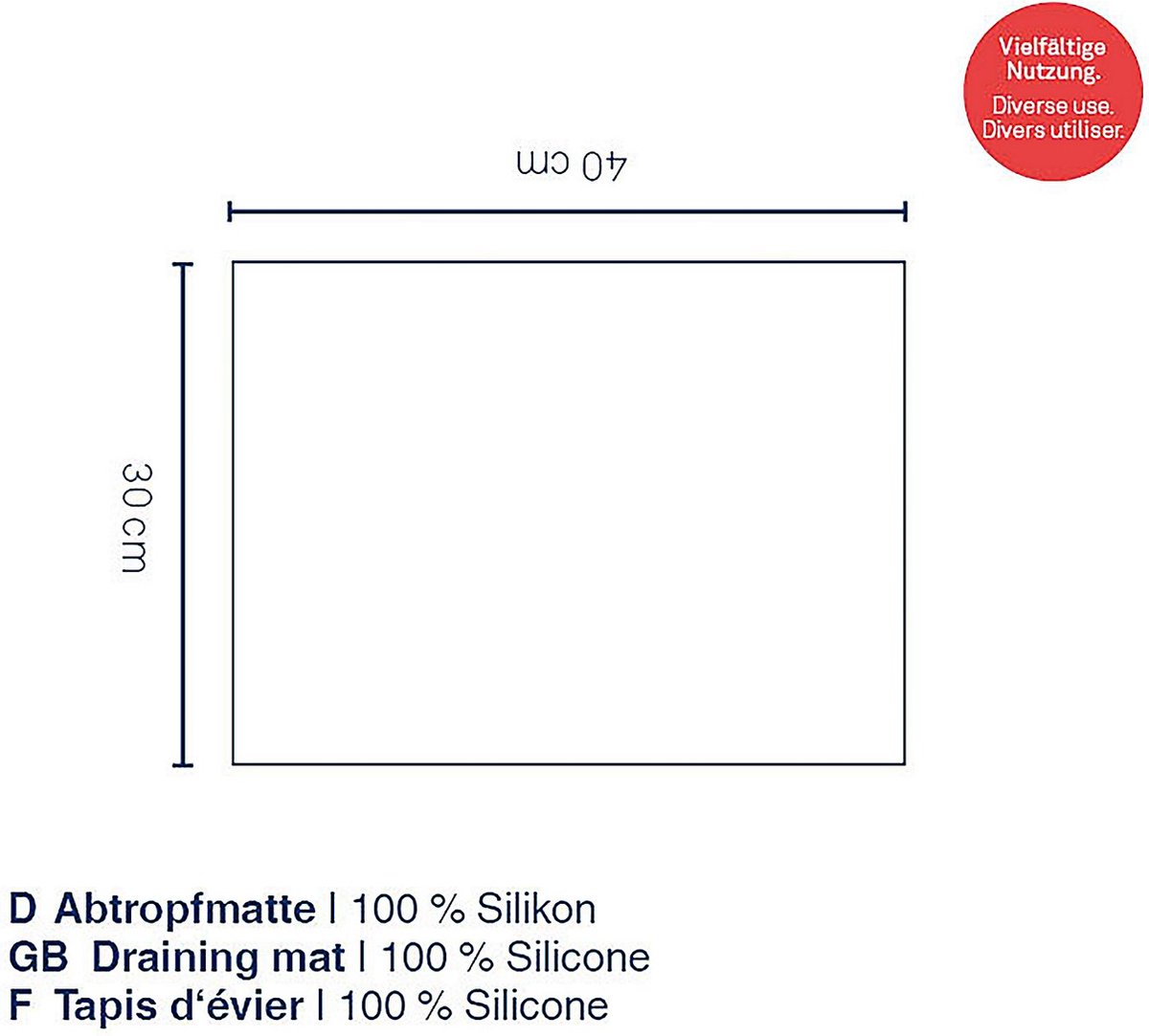 Kela Keuken - Rena Afdruipmat Siliconen 40x30 cm - Siliconen - Zwart -